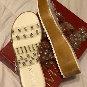 Rhinestone wedge sandals